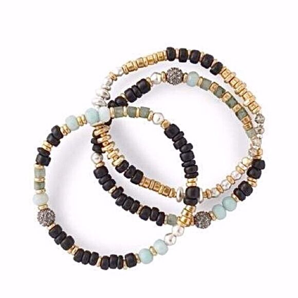 stella & dot ~ artisan stretch bracelet ~ set of 3 - Picture 1 of 5